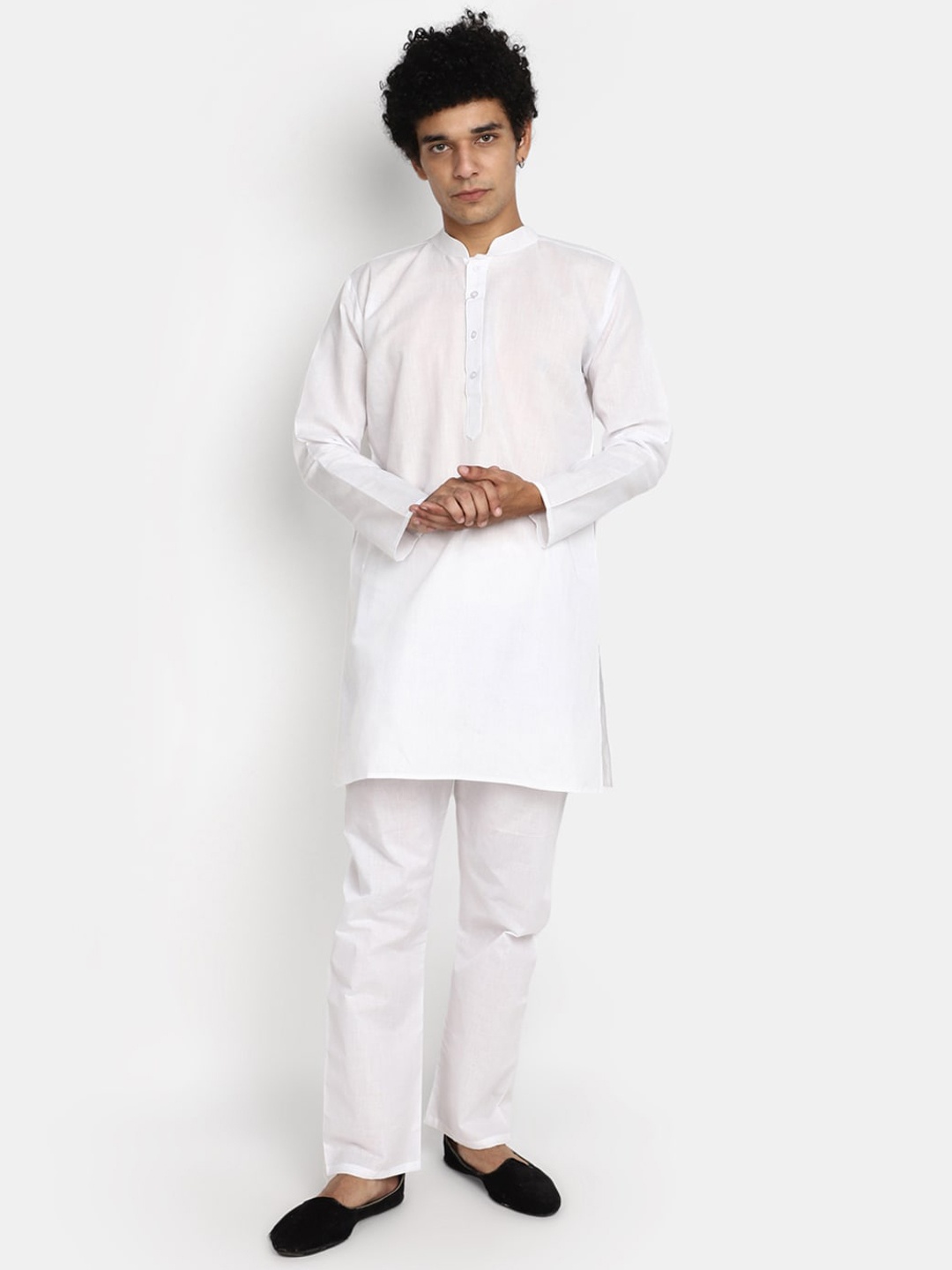 

V-Mart Mandarin Collar Straight Kurta With Churidar, White