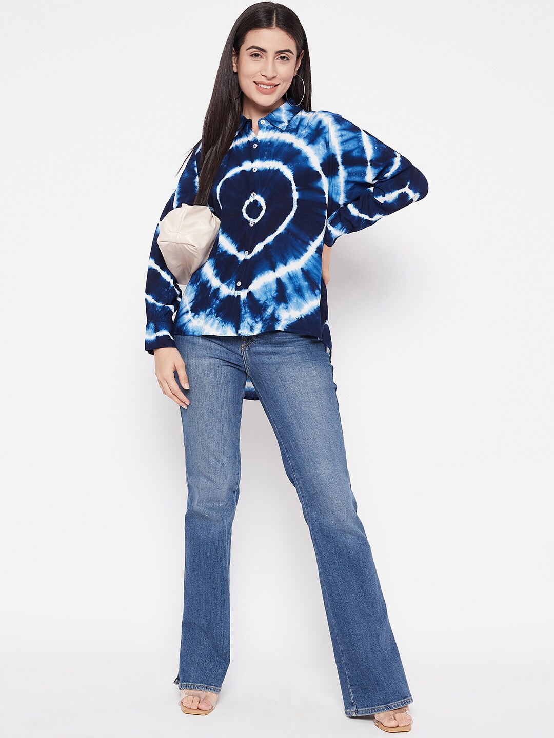 

BAESD Oversized Tie & Dye Classic Casual Shirt, Blue