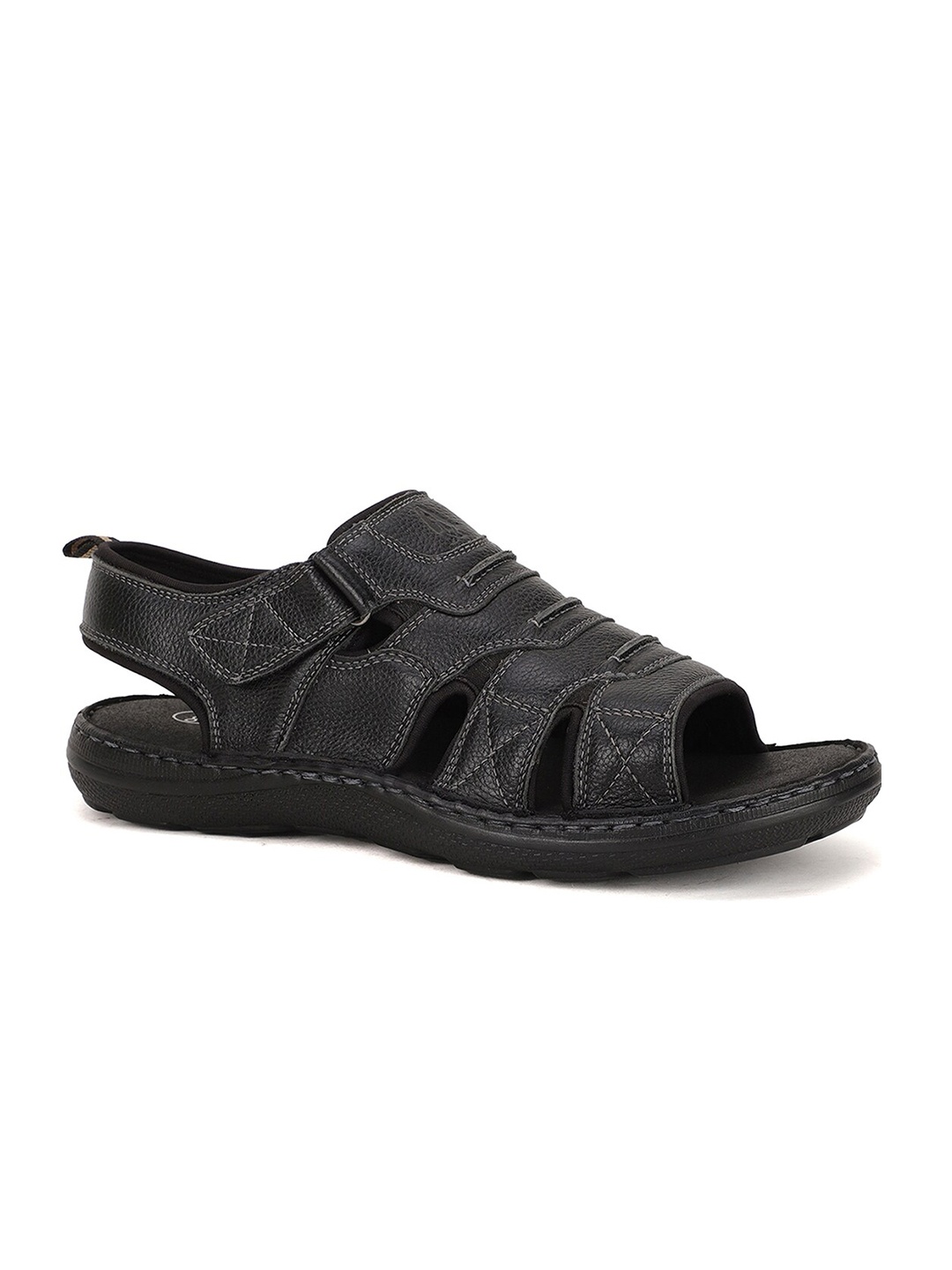 

Hush Puppies Men Leather Fisherman Sandals, Black