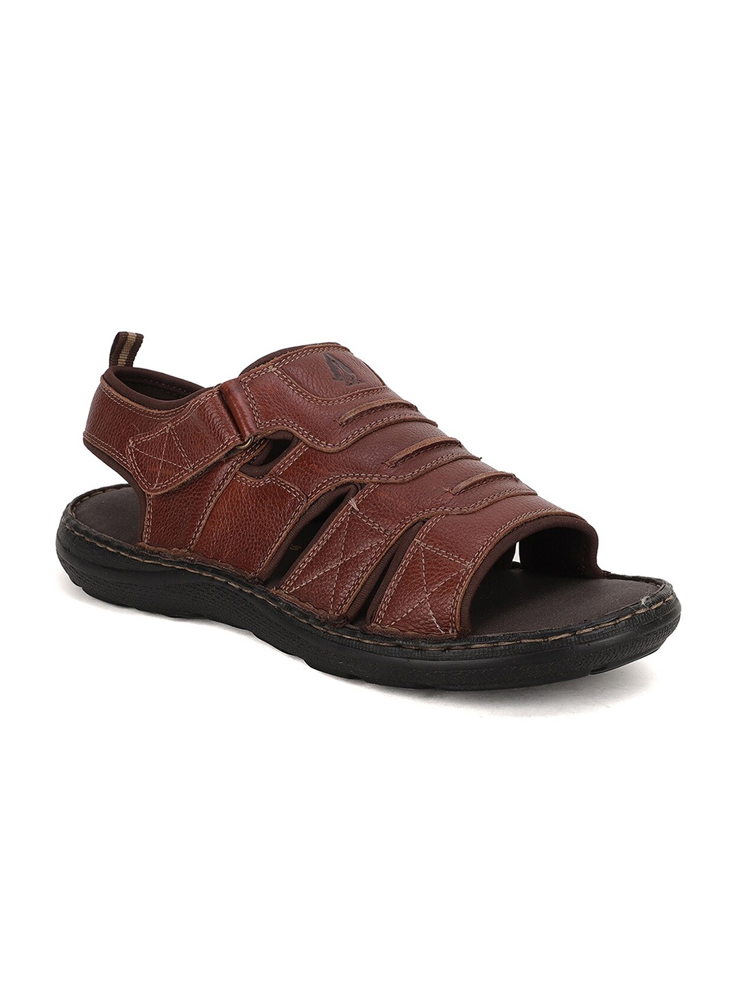 

Hush Puppies Men Textured Leather Comfort Sandals, Brown