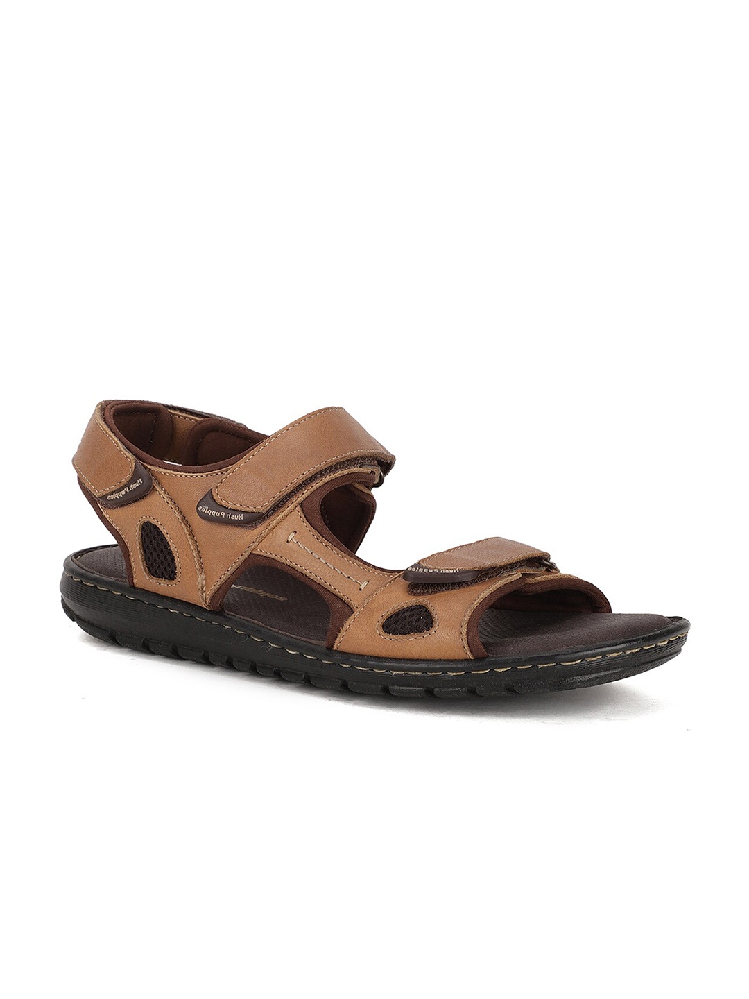 

Hush Puppies Men Velcro Detail Leather Sports Sandals, Brown