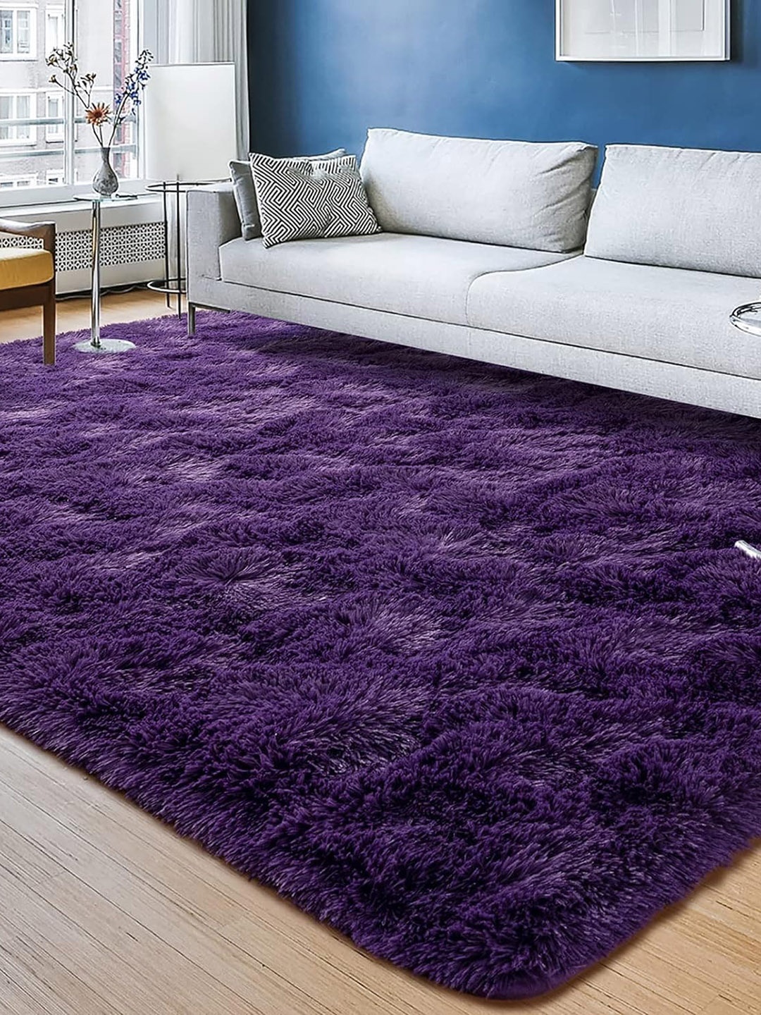 

IMRA CARPET Purple Textured Shaggy Anti-Skid Carpet