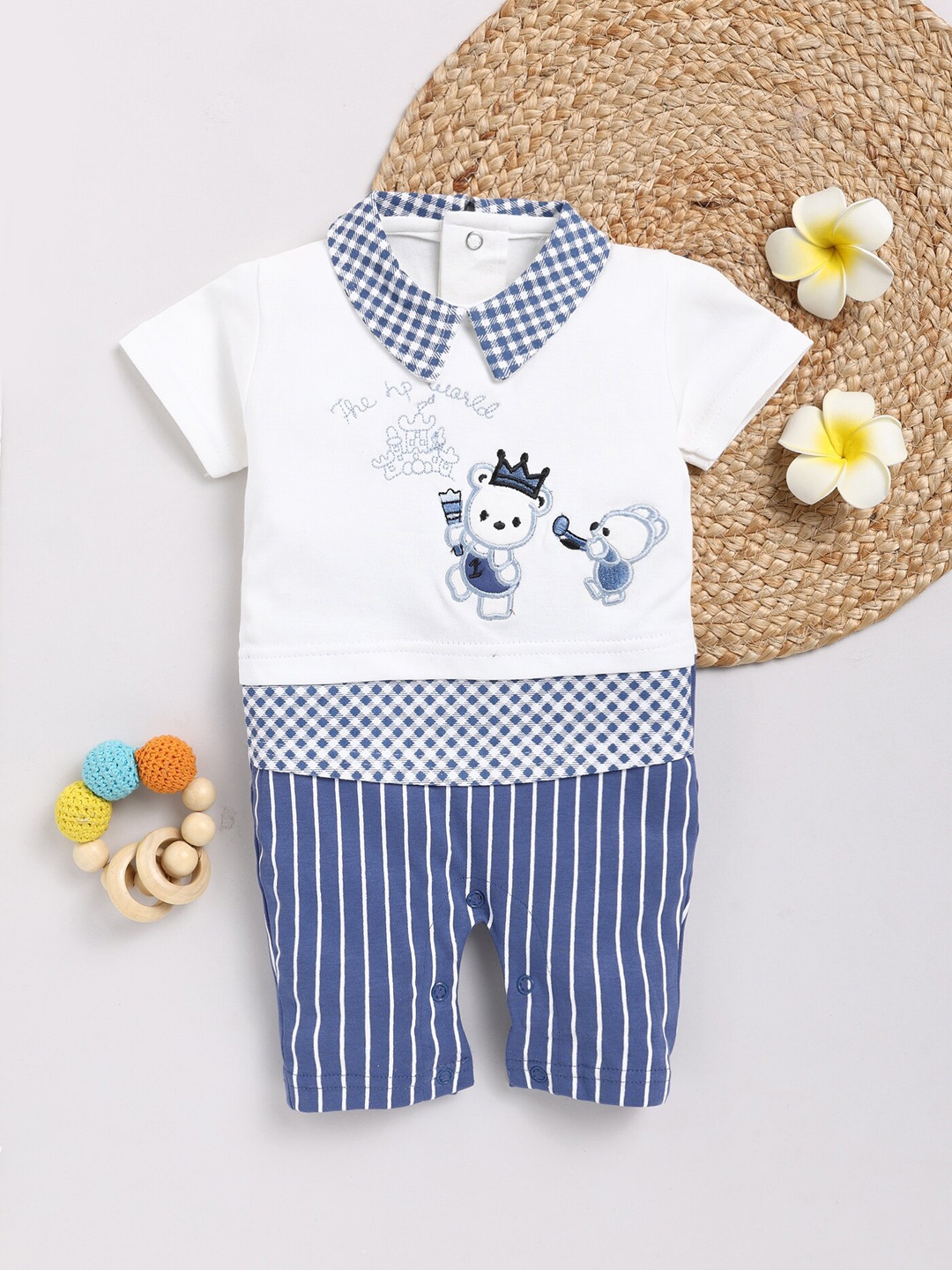 

Toonyport Infants Pure Cotton Striped Romper, Blue