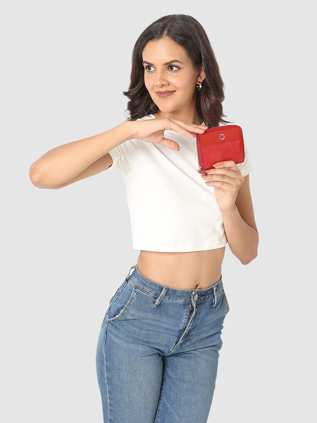

Caprese Women Textured Zip Around Wallet, Red