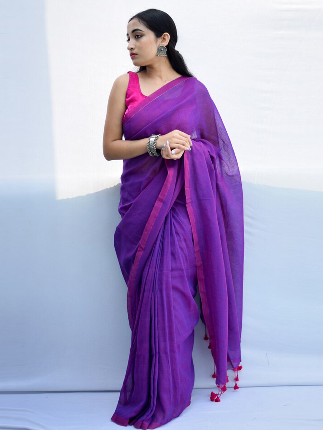 

RODDUR Pure Cotton Saree, Purple