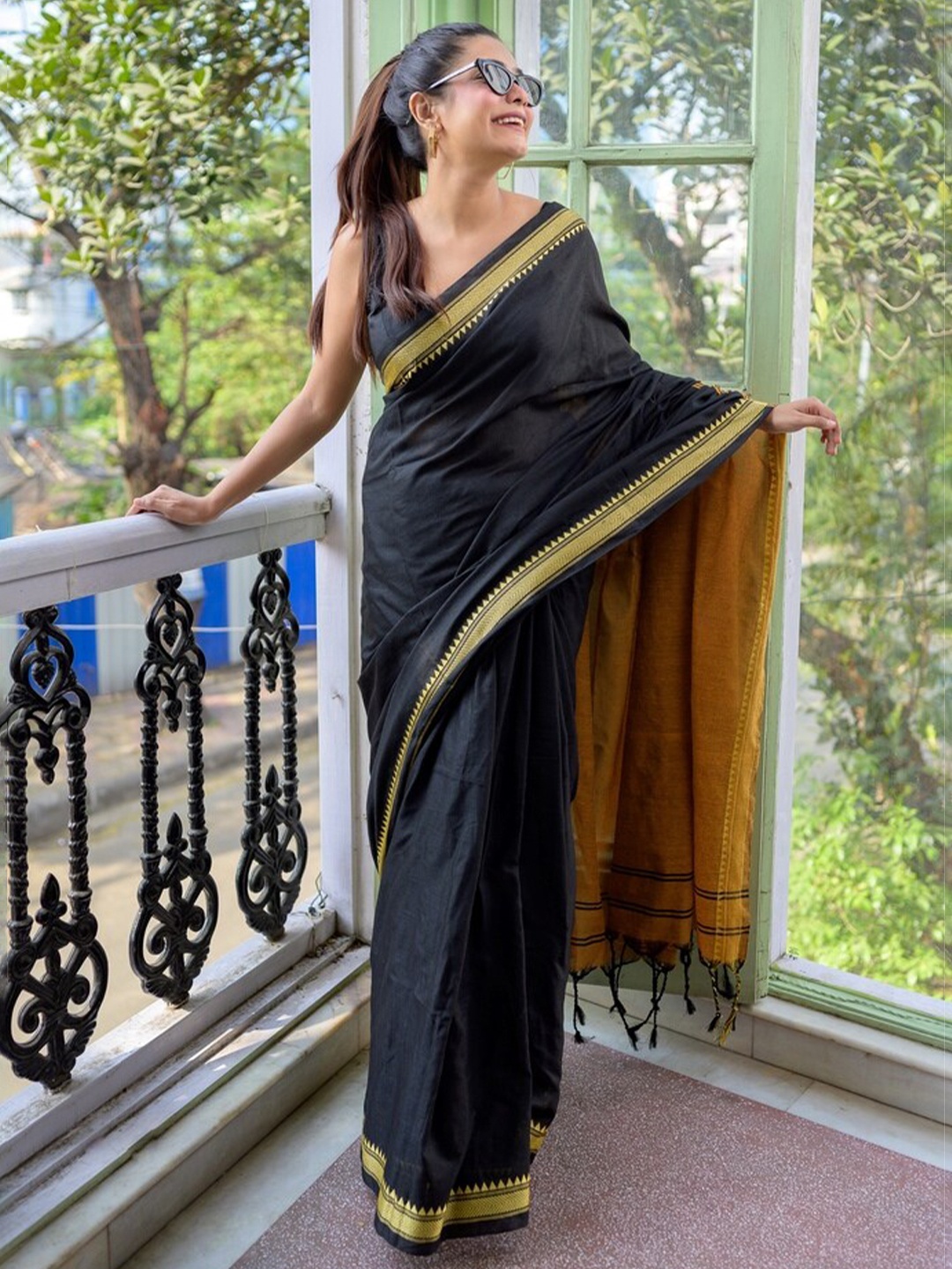 

RODDUR Pure Cotton Saree, Black