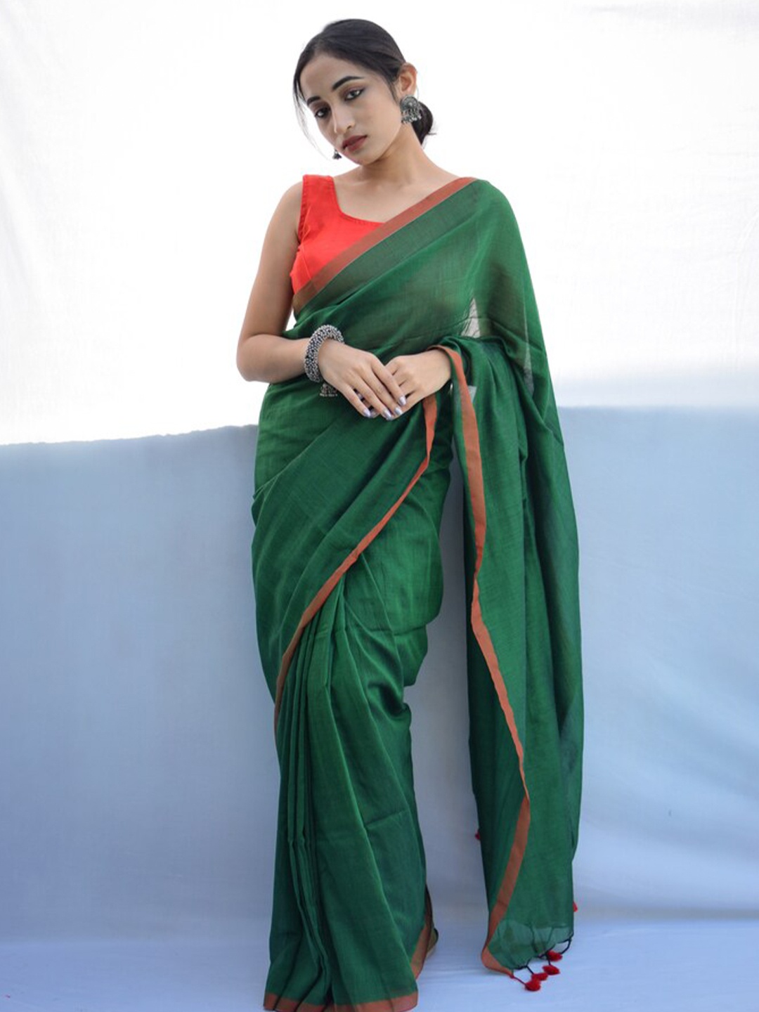 

RODDUR Pure Cotton Saree, Green