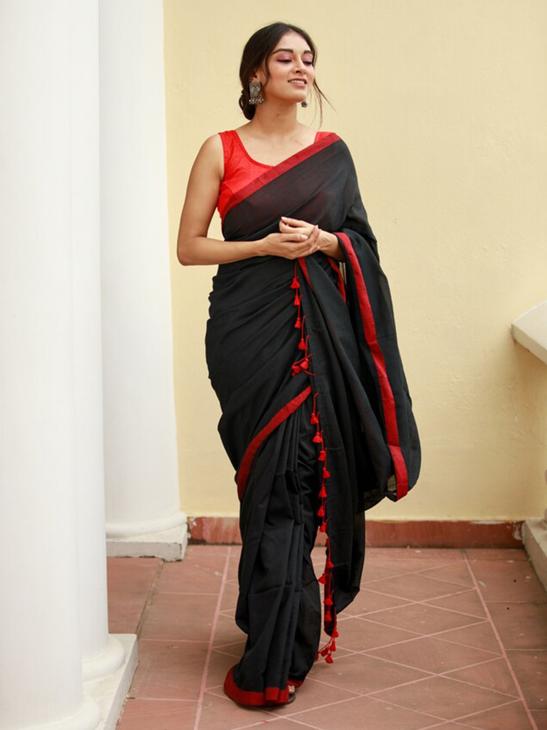 

RODDUR Pure Cotton Saree, Black