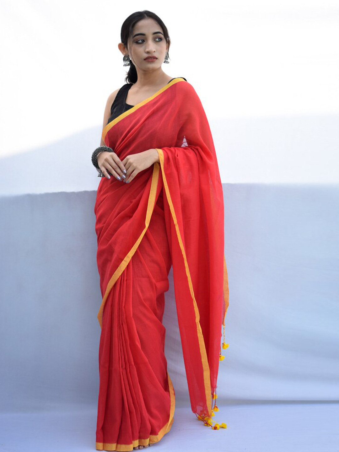 

RODDUR Pure Cotton Saree, Red