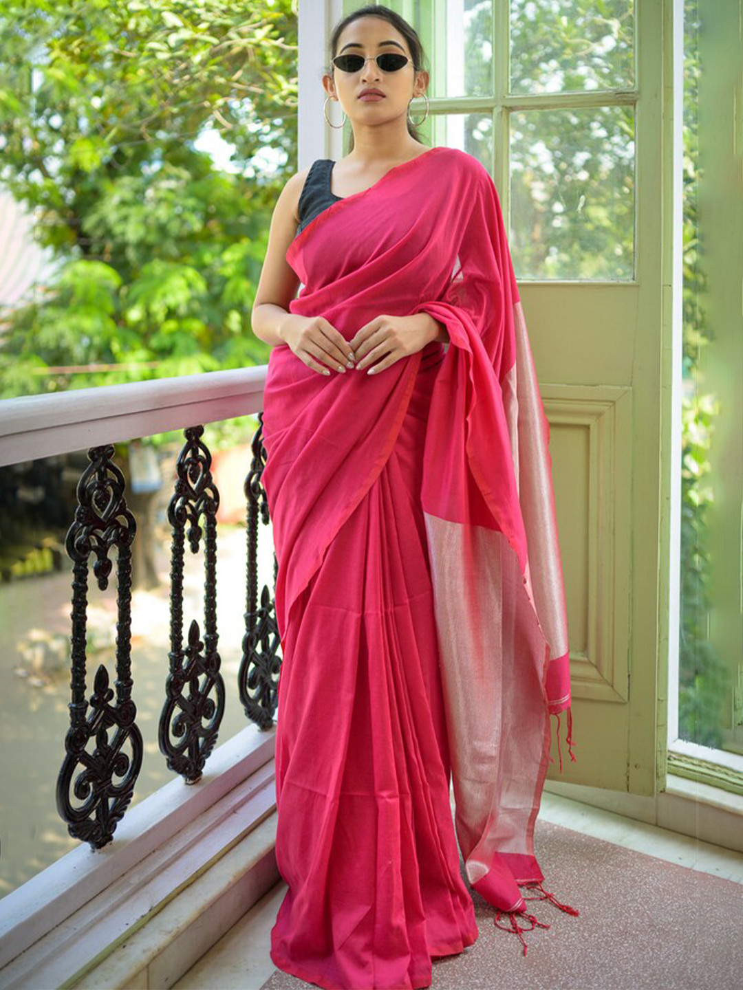 

RODDUR Pure Cotton Saree, Pink