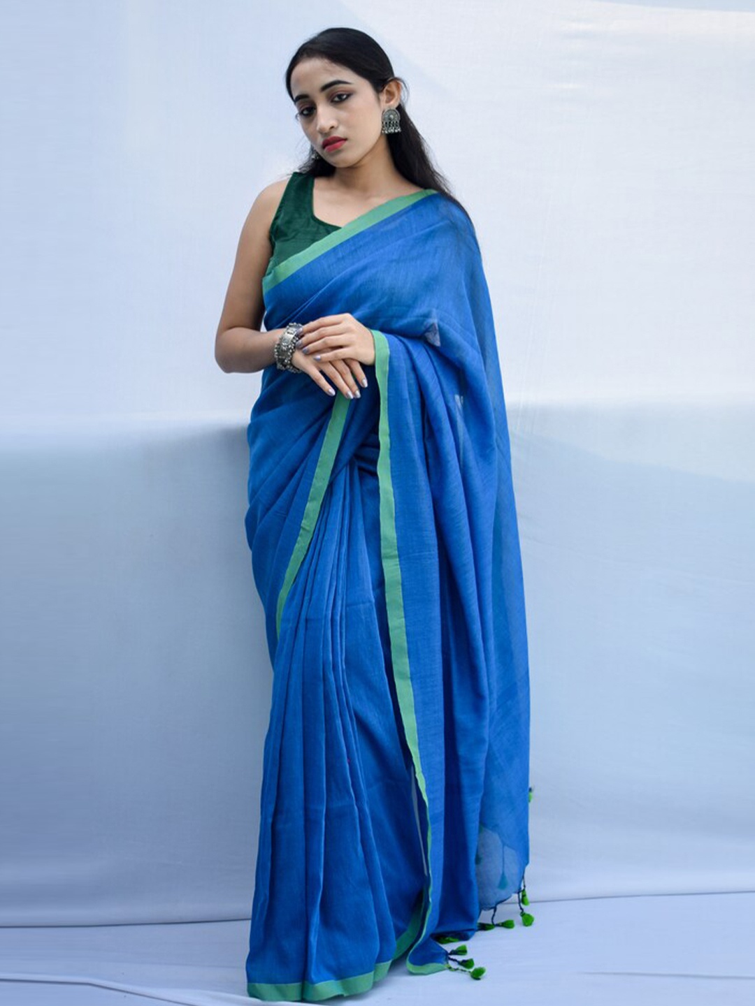 

RODDUR Pure Cotton Saree, Blue