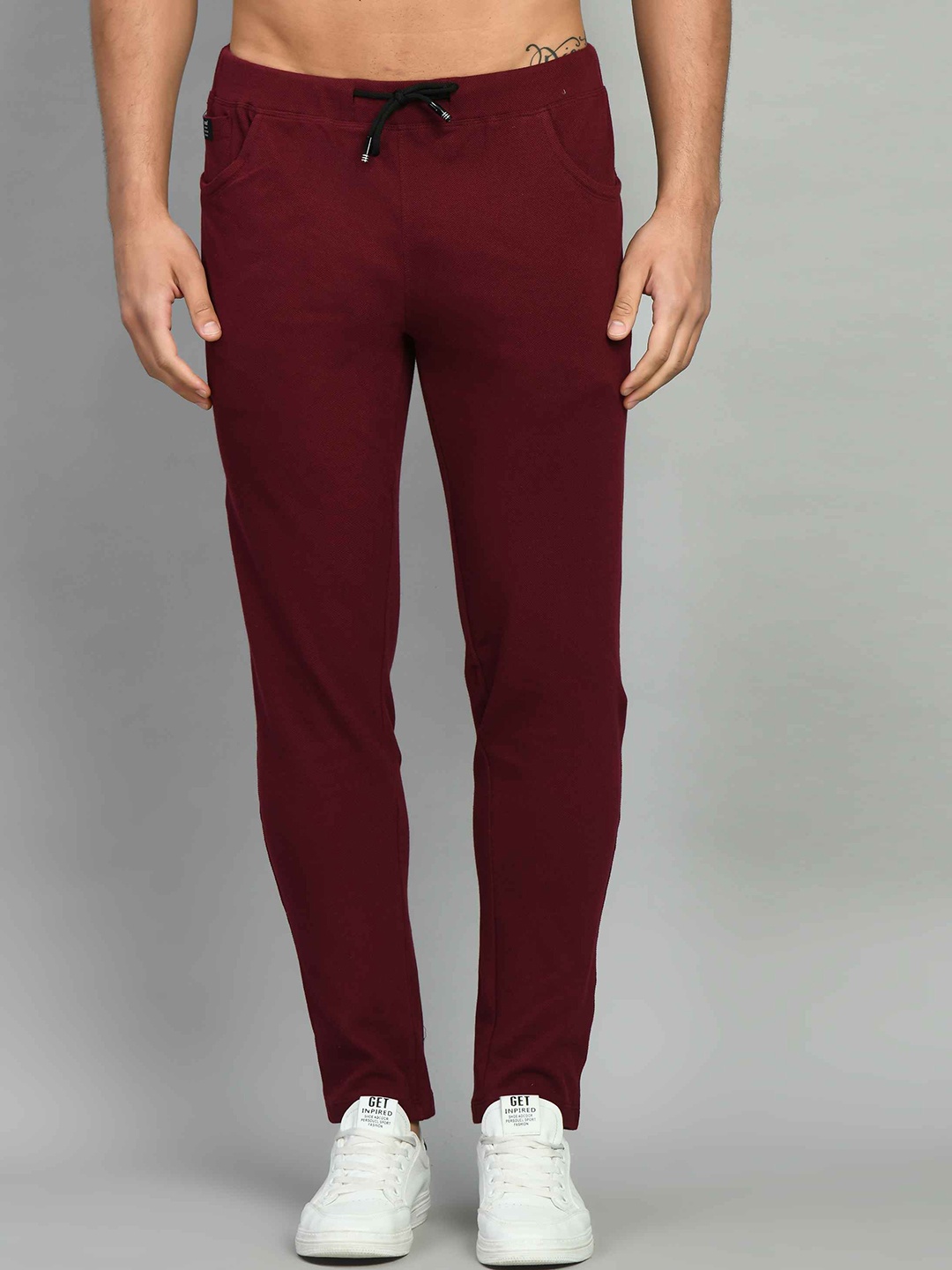 

SQUIREHOOD Men Cotton-Pique Track Pants, Maroon