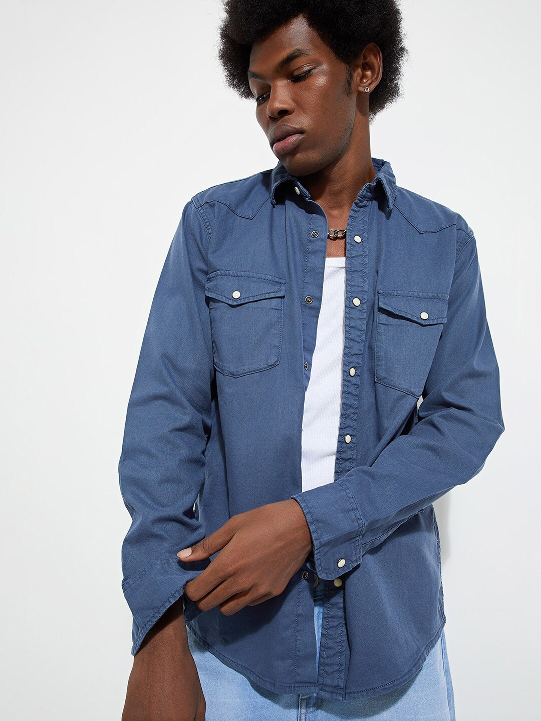 

max URB_N Pure Cotton Casual Shirt, Navy blue