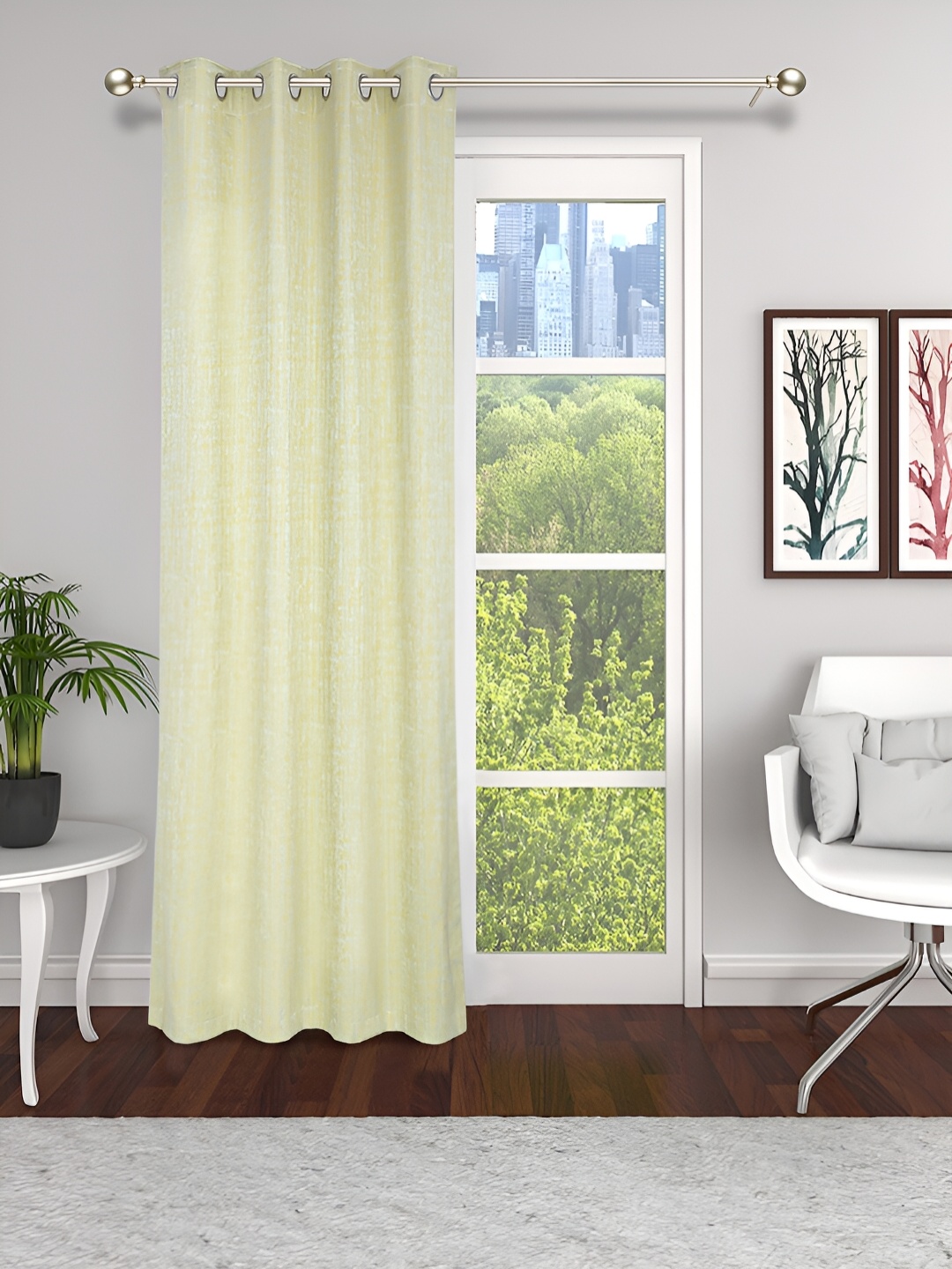 

THE CONVERSION Green Textured Jacquard Room Darkening Window Curtain
