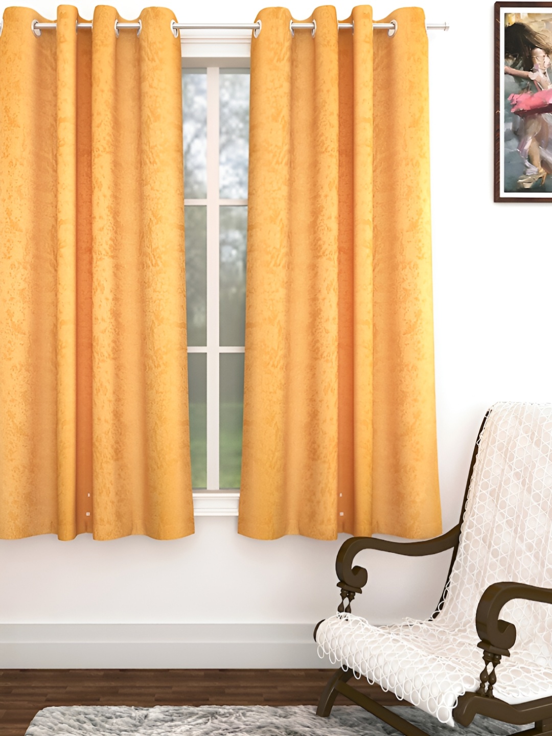 

THE CONVERSION Gold-Toned Abstract Printed Jacquard Room Darkening Window Curtain