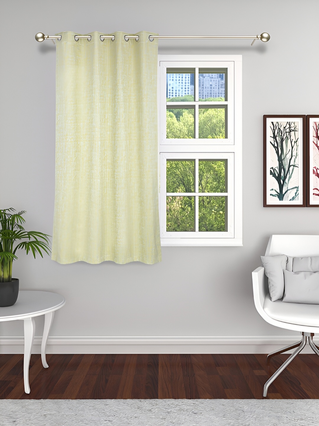 

THE CONVERSION Green Textured Jacquard Room Darkening Window Curtain