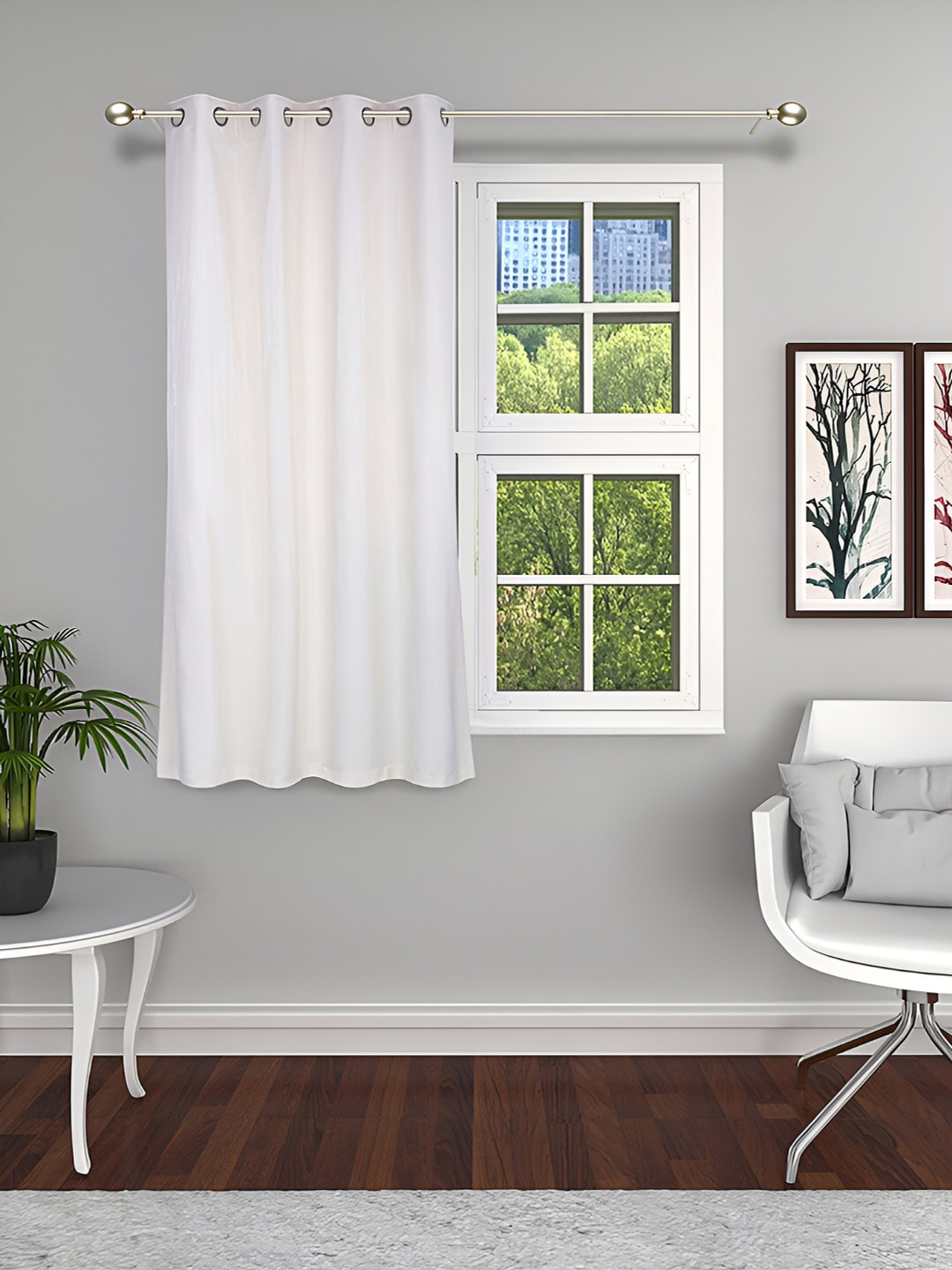 

THE CONVERSION Cream Textured Jacquard Room Darkening Window Curtain