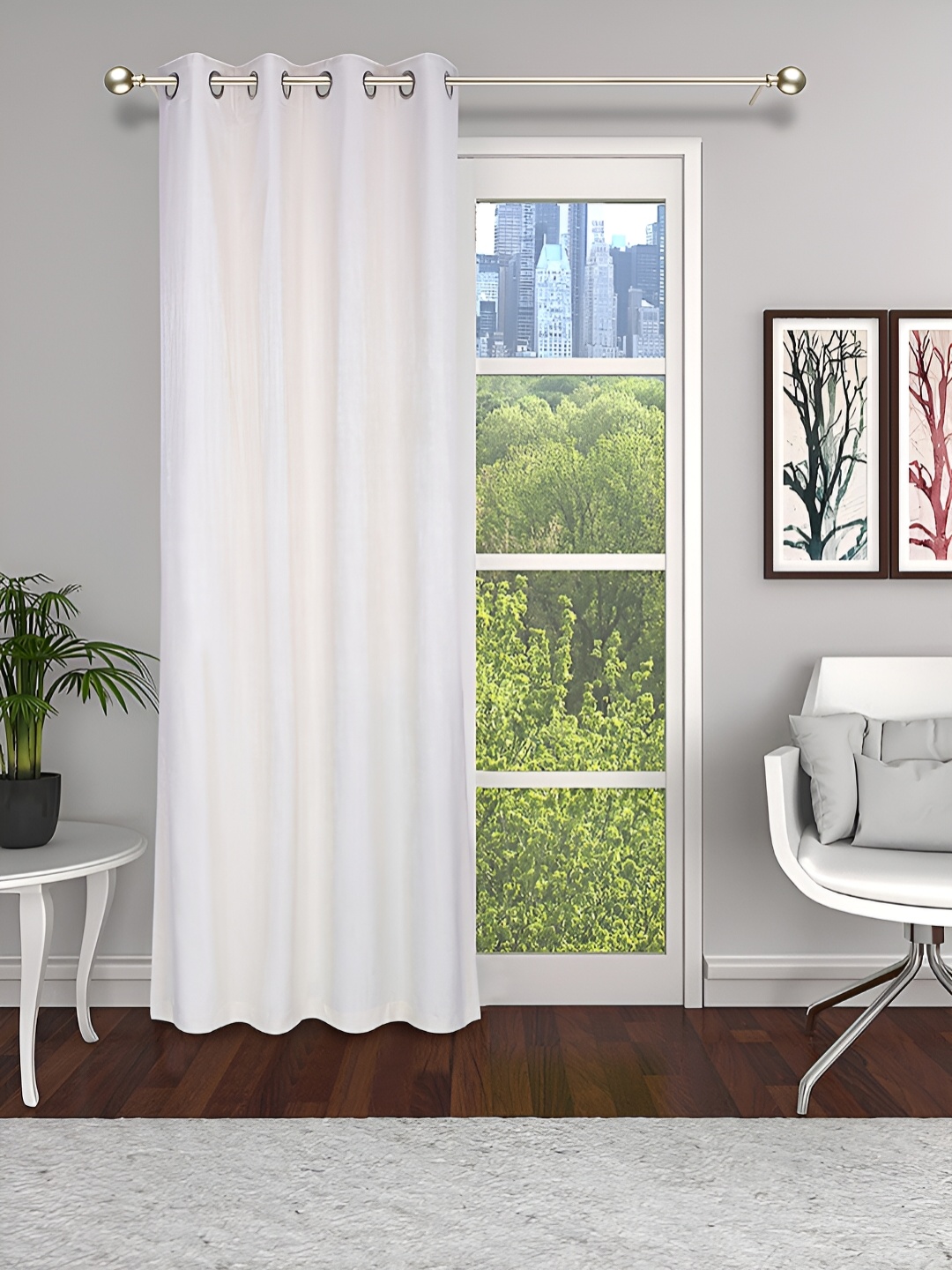 

THE CONVERSION Cream Abstract Printed Jacquard Room Darkening Window Curtain