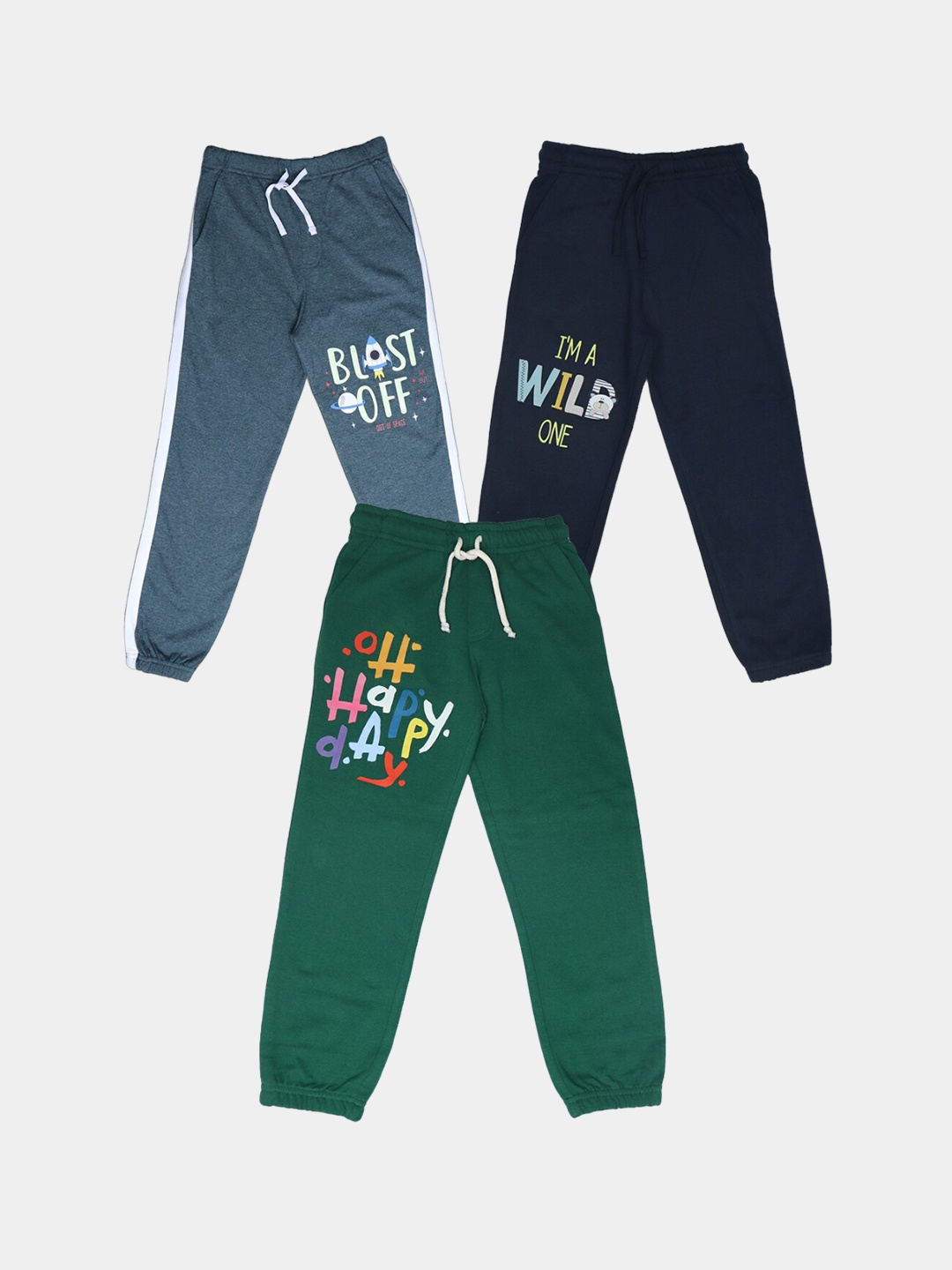

HARBOR N BAY Boys Pack Of 3 Printed Cotton Joggers, Green