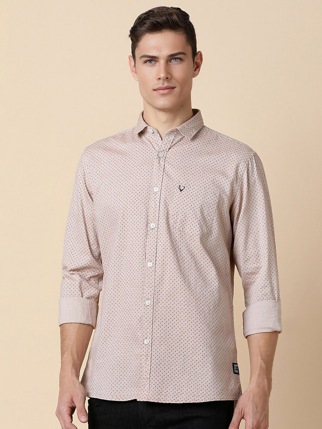 

Allen Solly Micro Ditsy Printed Long Sleeves Pure Cotton Casual Shirt, Beige
