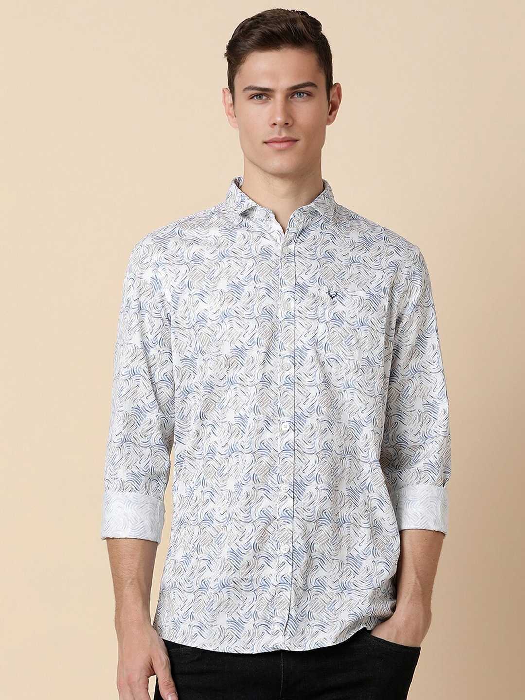 

Allen Solly Abstract Printed Long Sleeves Pure Cotton Casual Shirt, White