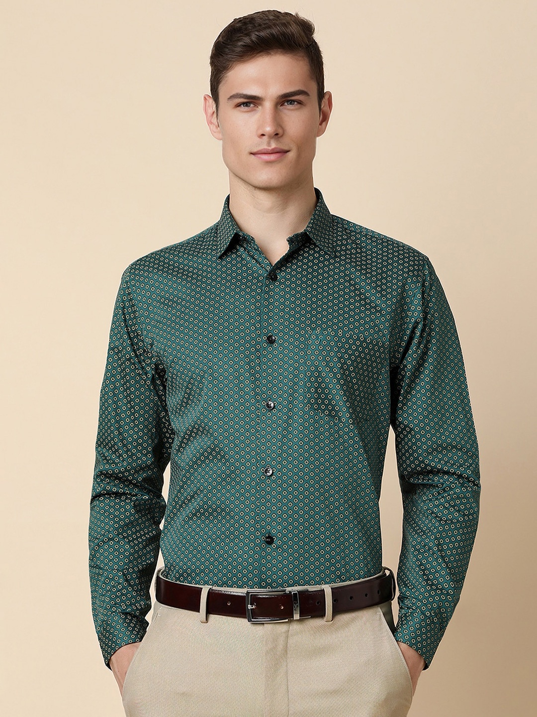 

Allen Solly Slim Fit Geometric Printed Formal Shirt, Green