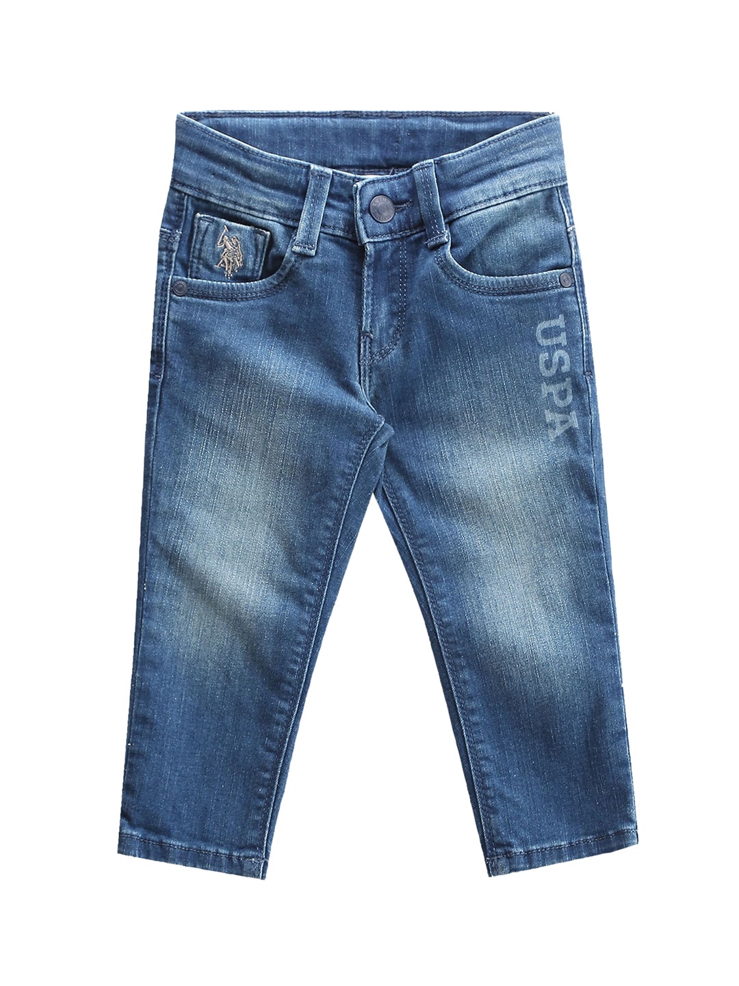 

U.S. Polo Assn. Kids Boys Classic Slim Fit Light Fade Stone Wash Stretchable Jeans, Blue