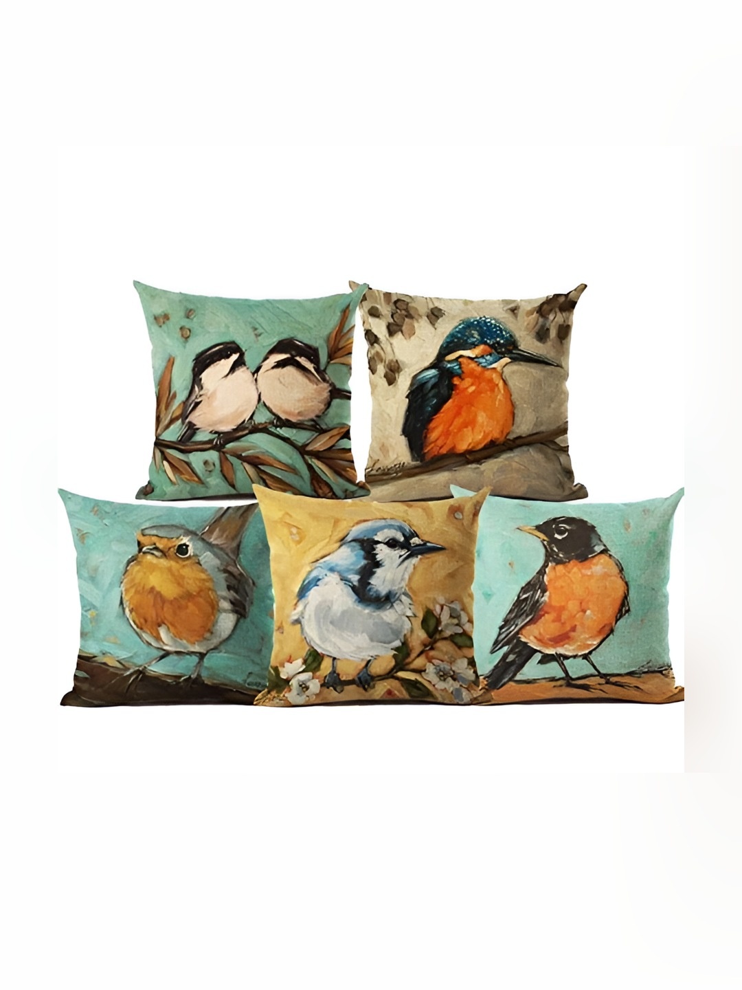 

CASA-NEST Blue & Black Birds Printed Cotton Square Cushion Covers