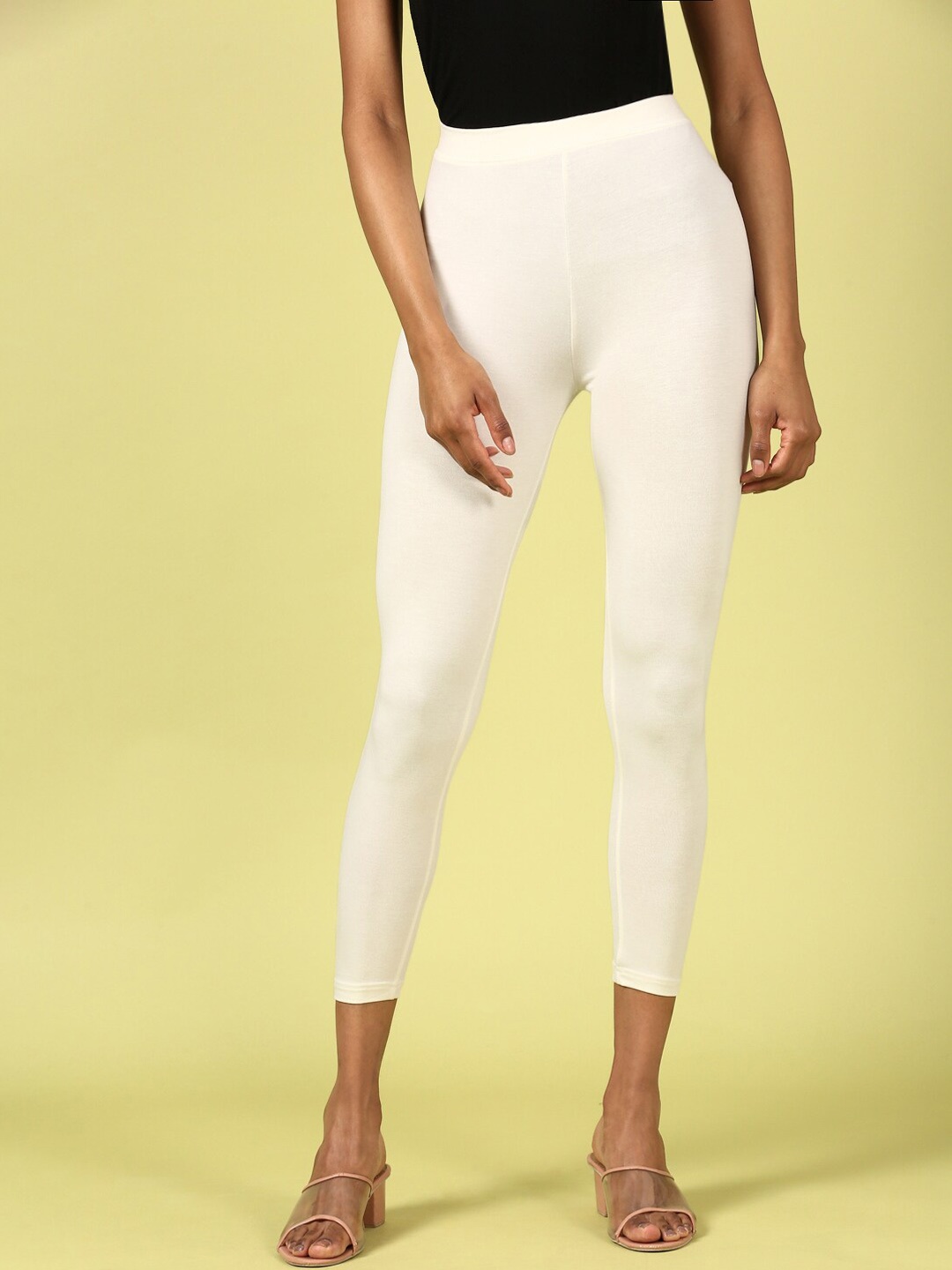 

De Moza High-Rise Ankle-Length Leggings, Off white