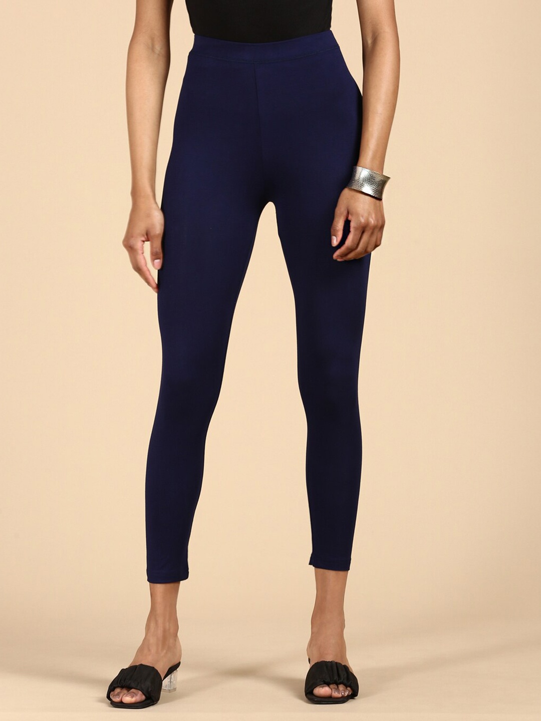 

De Moza Plus-Size High-Rise Ankle-Length Leggings, Navy blue