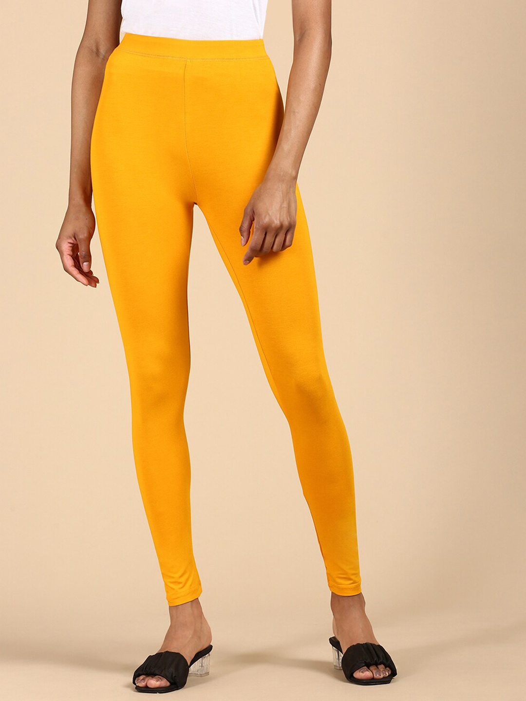 

De Moza Women Mid-Rise Ankle-Length Leggings, Yellow