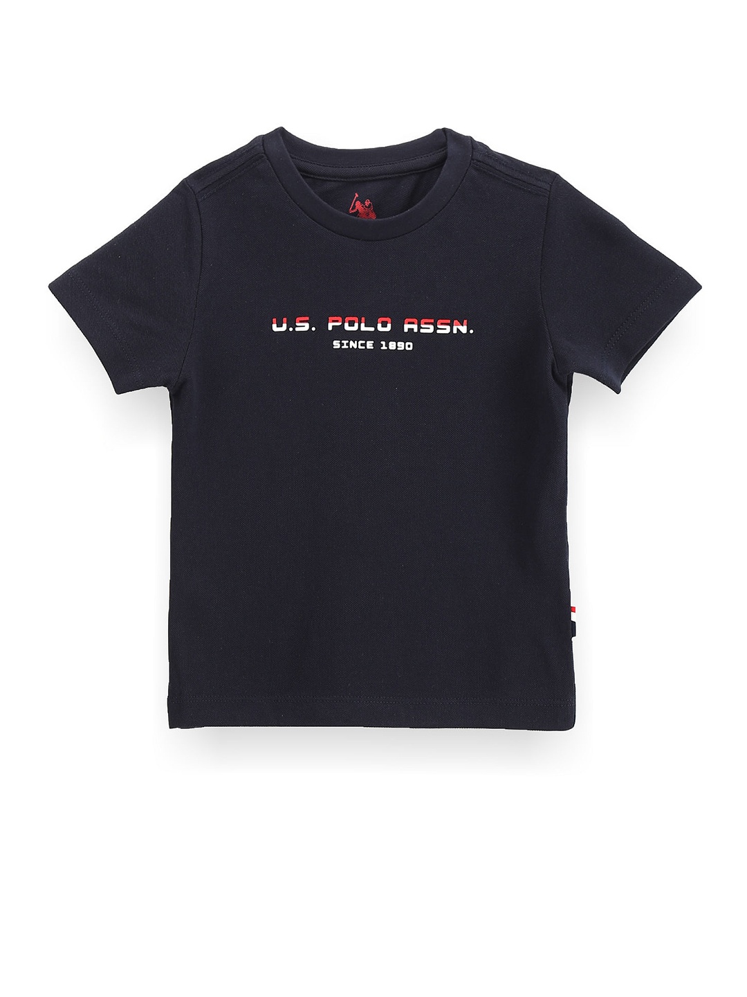 

U.S. Polo Assn. Kids Boys Typography Printed Pure Cotton T-shirt, Navy blue