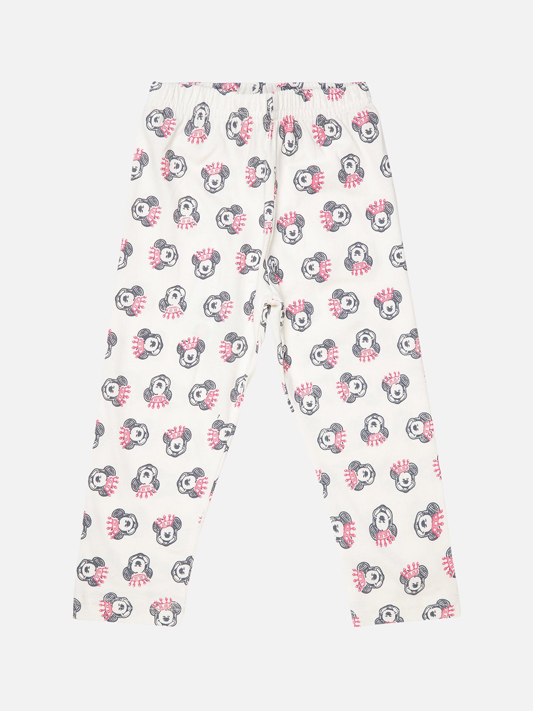 

Bodycare Infant Girls Mickey Mouse Printed Mid-Rise Cotton Track Pant, White