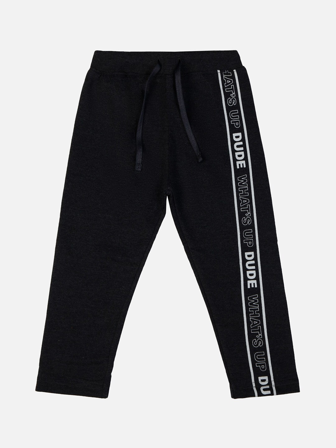 

Bodycare Boys Typography Printed Mid-Rise Pure Cotton Track Pants, Grey