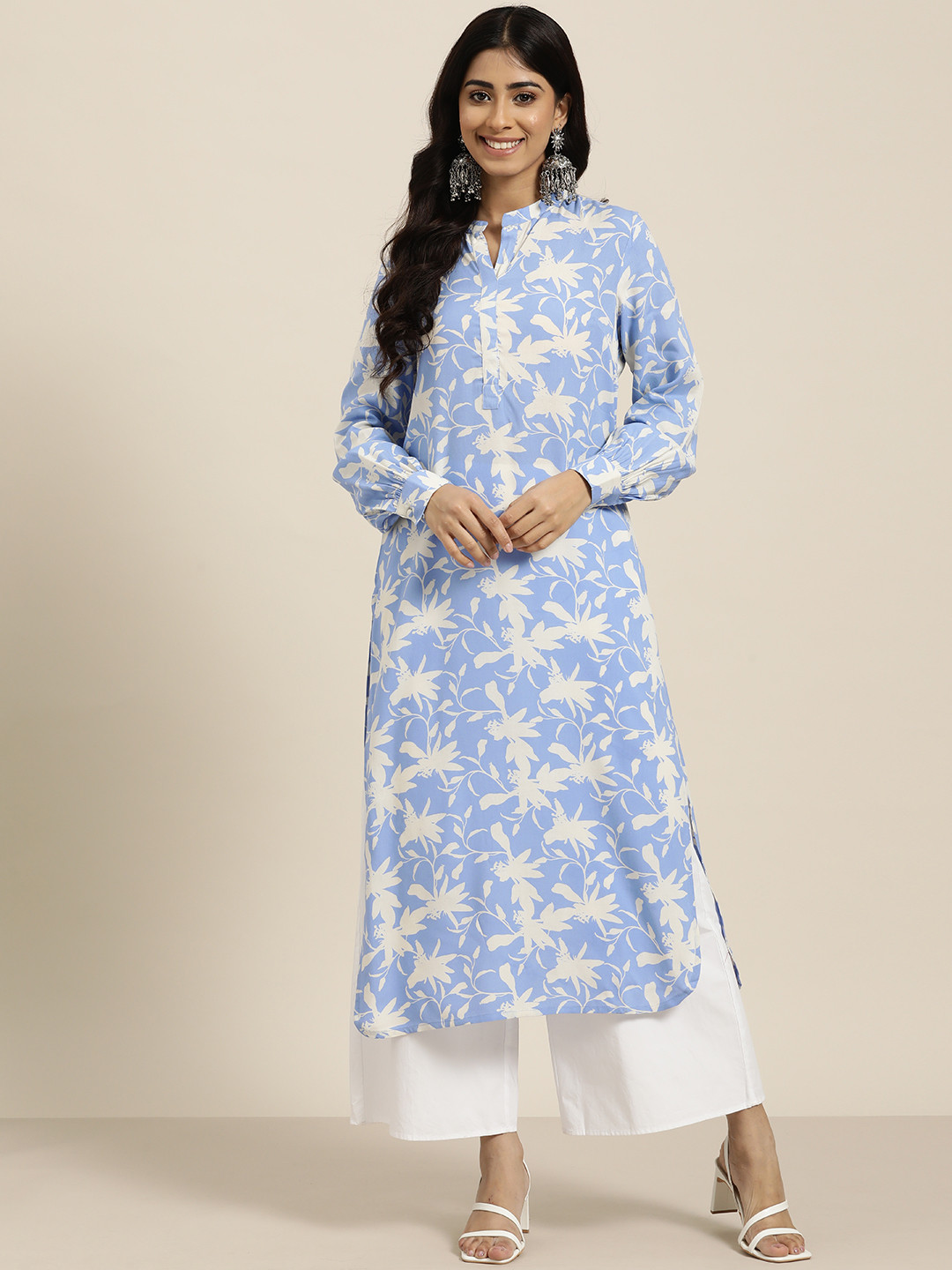 

HERE&NOW Floral Printed Kurta, Blue