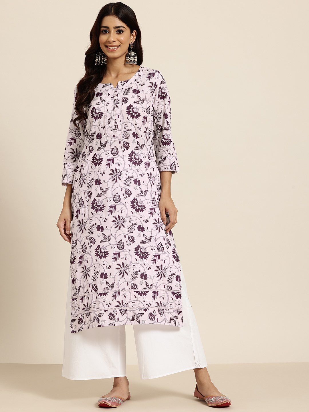 

HERE&NOW Women Printed Indie Florals Kurta, Pink