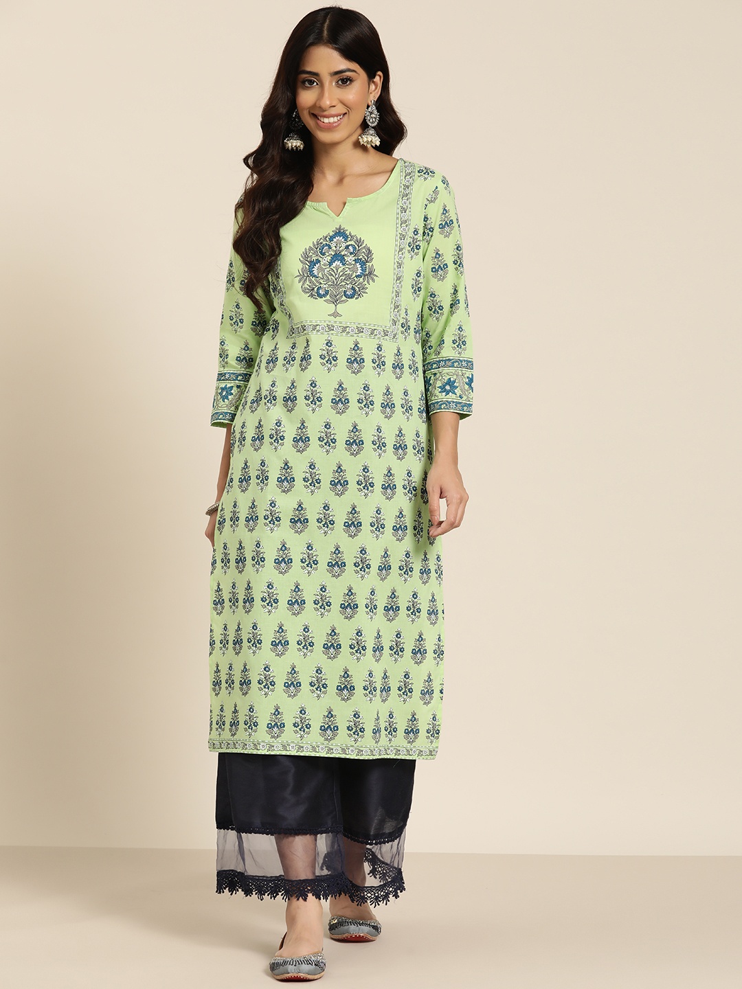 

HERE&NOW Floral Printed Kurta, Green
