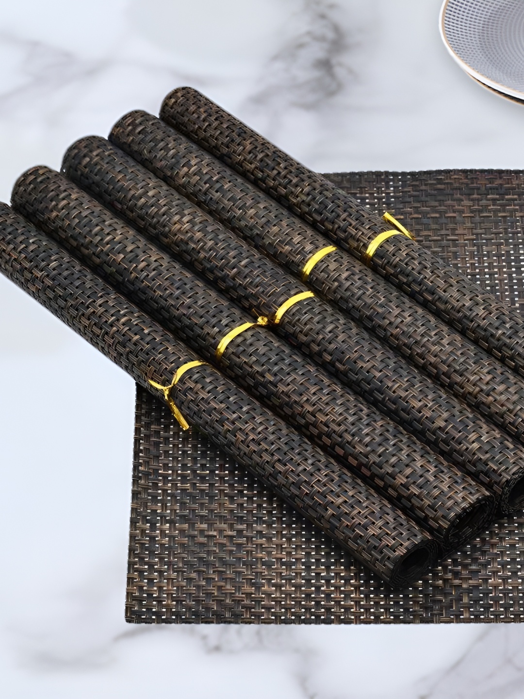 

Kookee Black & Brown 6 Pieces Geometric High Quality & Durable Table Placemats