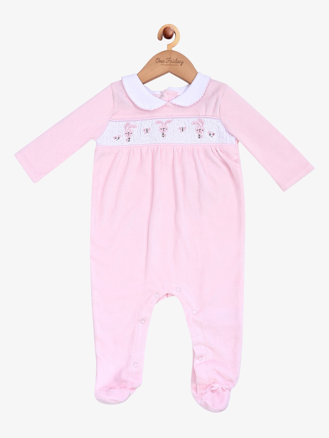 

One Friday Infants Girls Peter Pan Cotton Sleepsuit, Pink