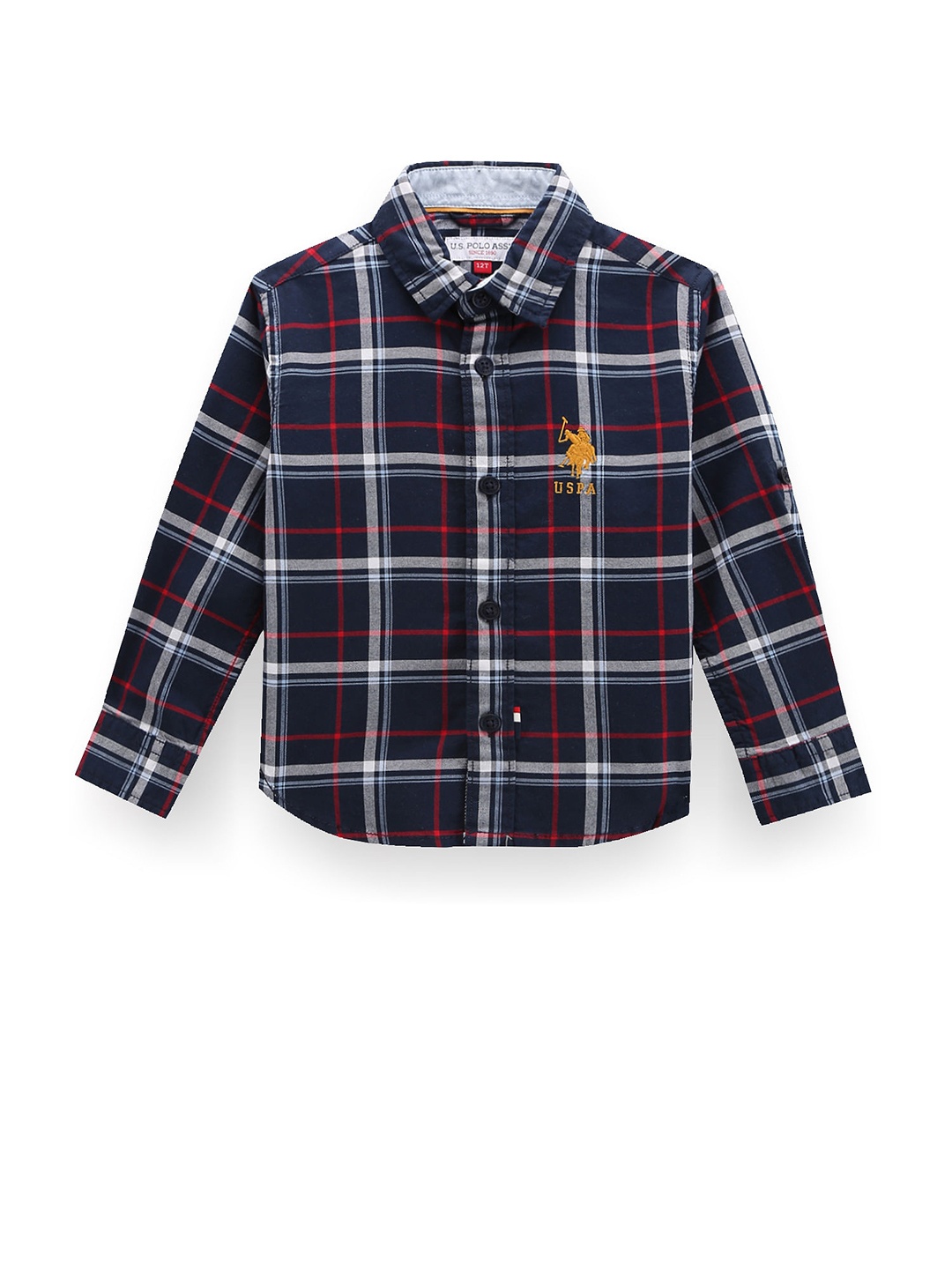 

U.S. Polo Assn. Kids Boys Classic Tartan Checked Pure Cotton Casual Shirt, Blue