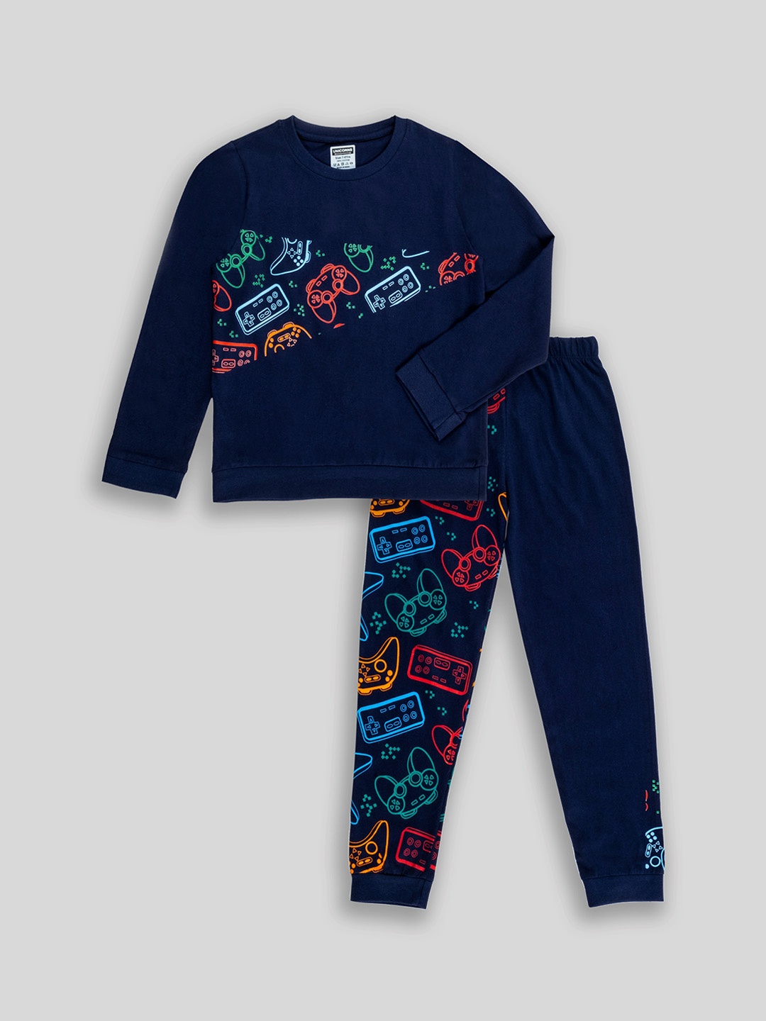 

BAESD Kids Conversational Printed Pure Cotton Night Suit, Blue