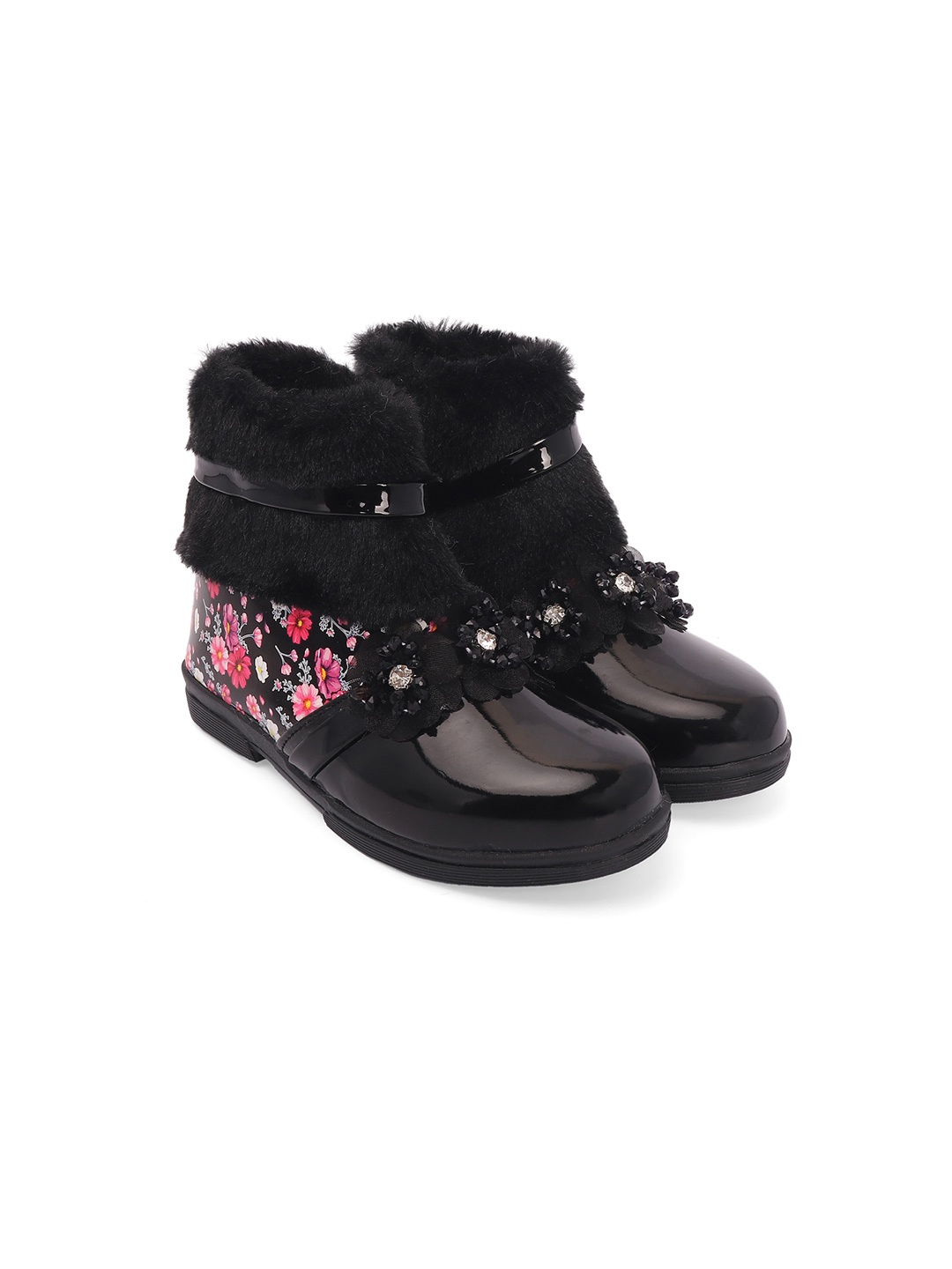 

BAESD Girls Printed Round Toe Ankle-Length Boots, Black