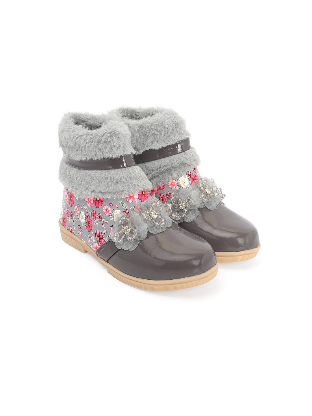 

BAESD Girls Textured Embellished Ankle-Length Winter Boots, Grey