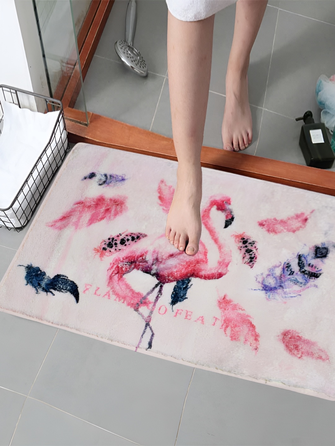 

Kookee Beige Pink Printed 150 GSM Rectangular Bath Rugs