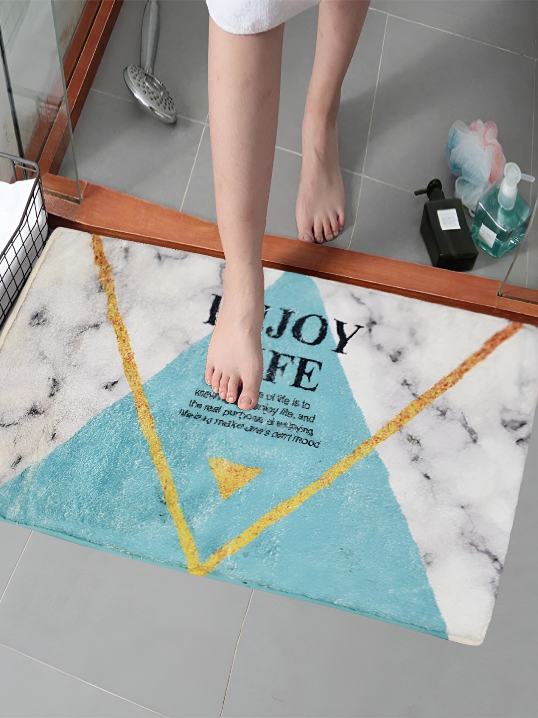 

Kookee Blue Printed 150 GSM Microfiber Bath Rugs