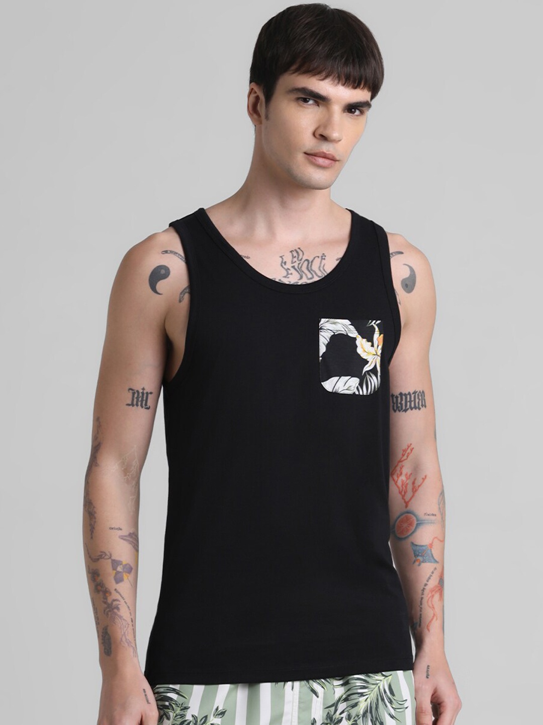 

Jack & Jones Pure Cotton Sleeveless Innerwear Vests, Black