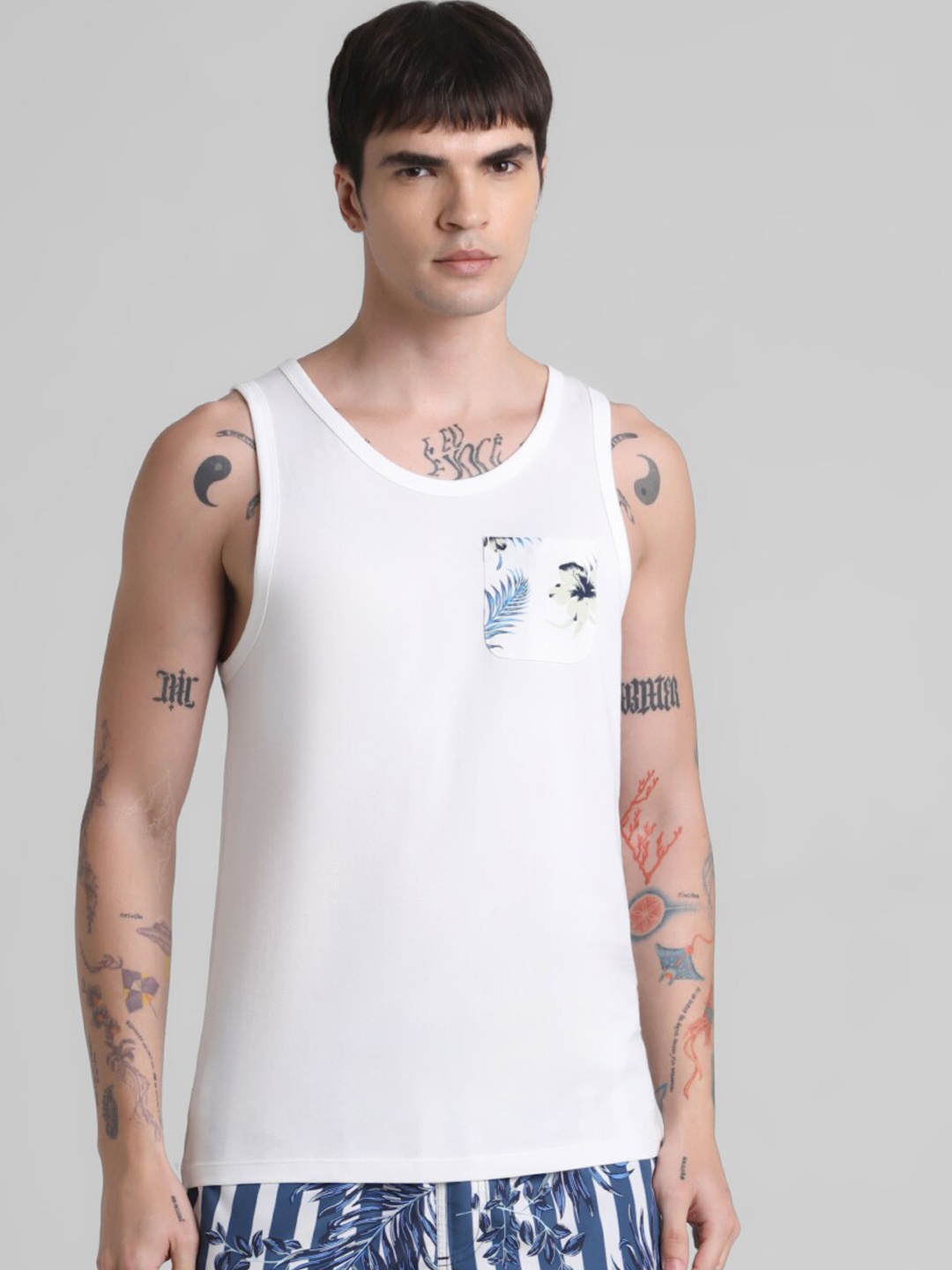 

Jack & Jones Pure Cotton Sleeveless Innerwear Vests, White