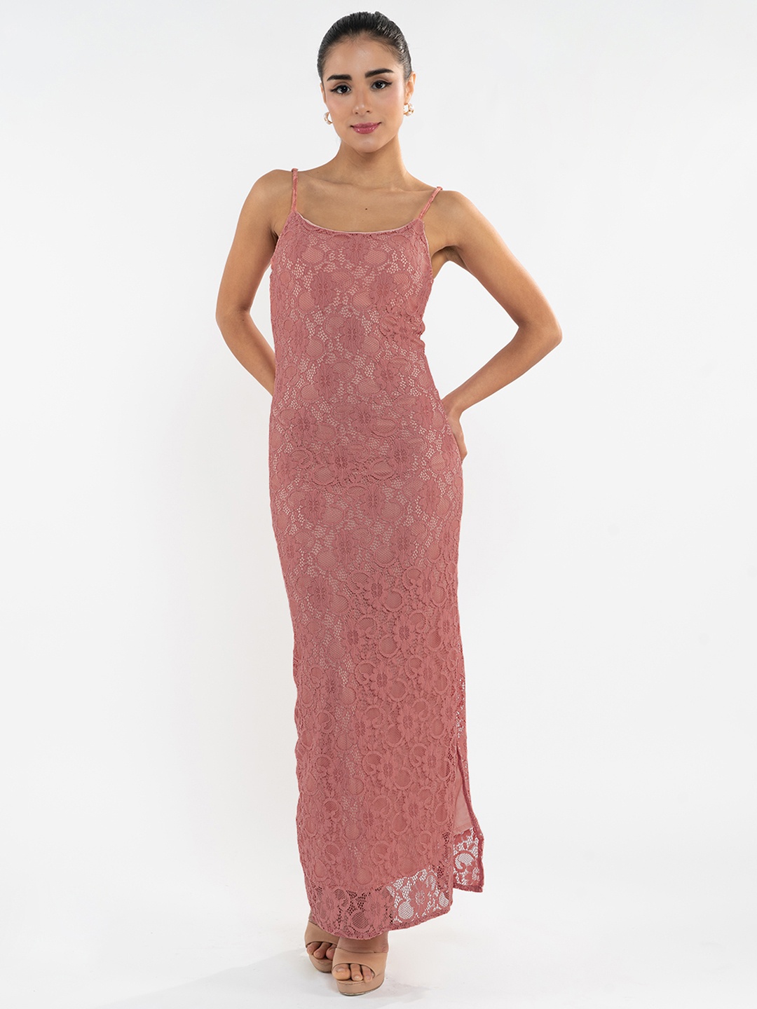 

Stylecast X Hersheinbox Shoulder Straps Lace Maxi Dress, Coral