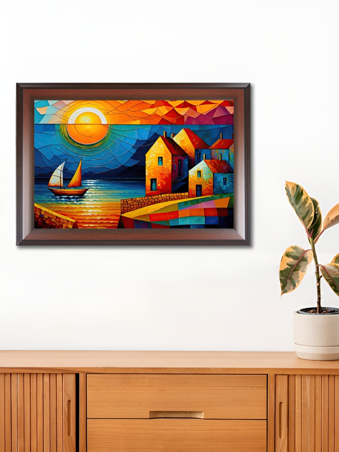 

WENS Brown & Blue Wooden Painting Wall Art