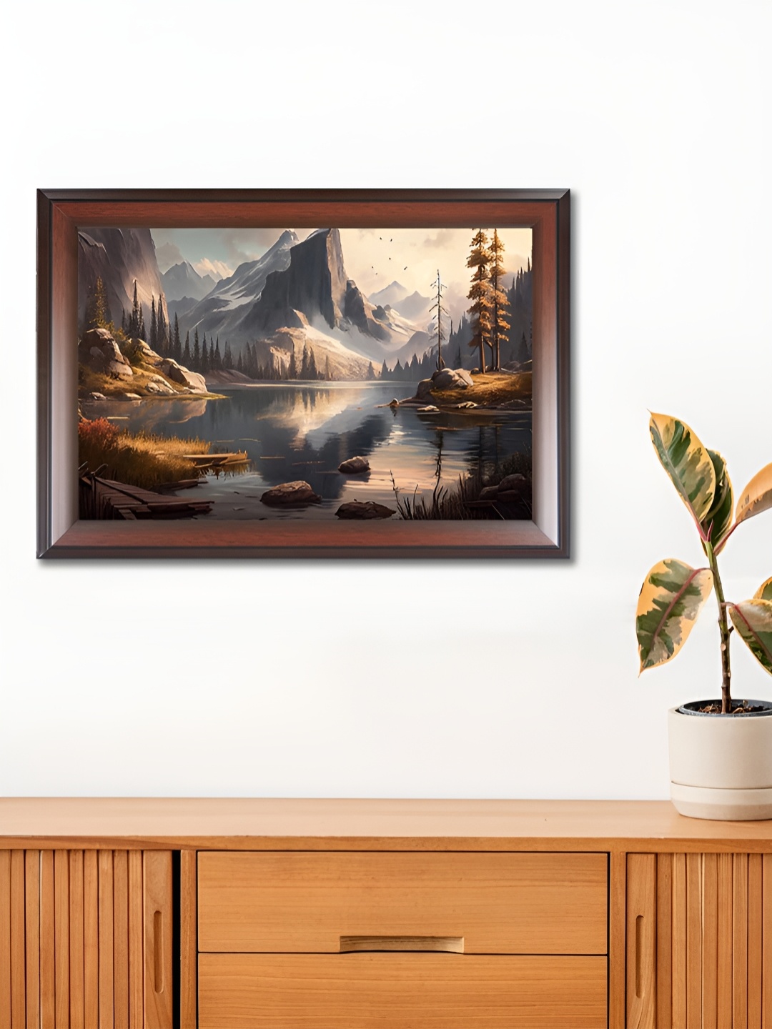

WENS Brown & White Wooden Painting Wall Art